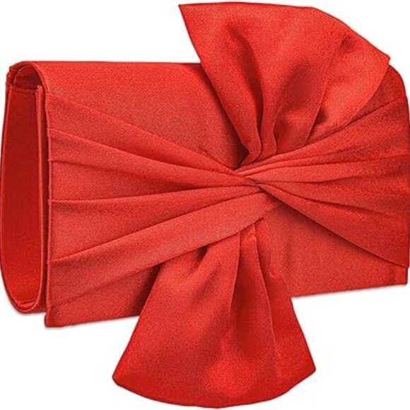 Handbags - Bow Clutch Purse for Women Evening Bag Formal Vintage Satin Handbags for Bridal
